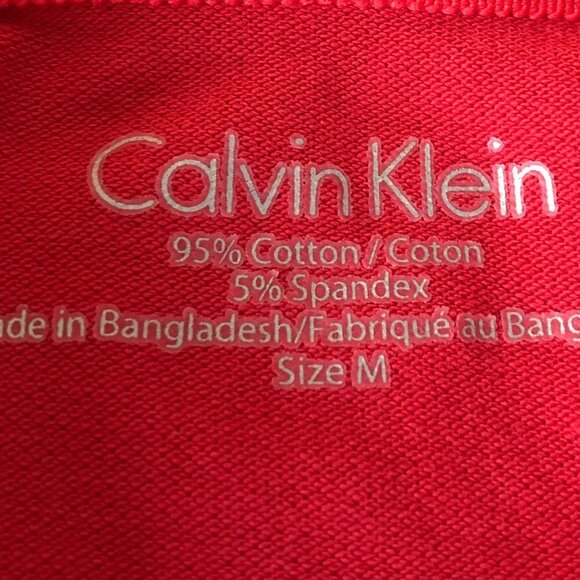 Calvin Klein Casual Cap Sleeve V Neck Cotton w Spandex Polo Shirt Coral Sz M - Picture 10 of 15